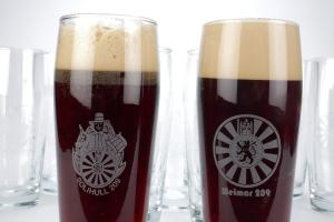 Beer glasses with 2 club logos